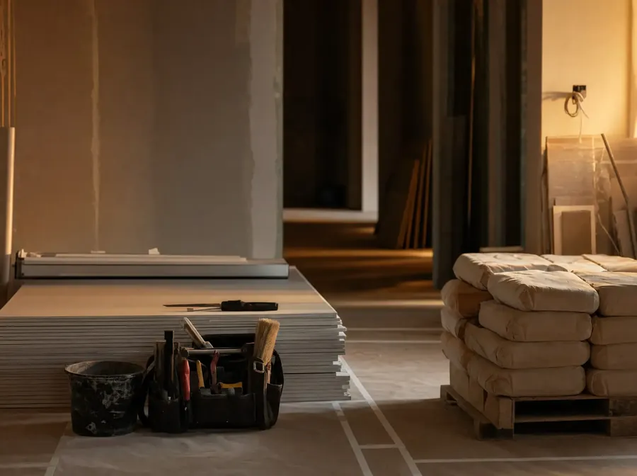 Materiaal en gereedschap klaargezet ter voorbereiding op het werk